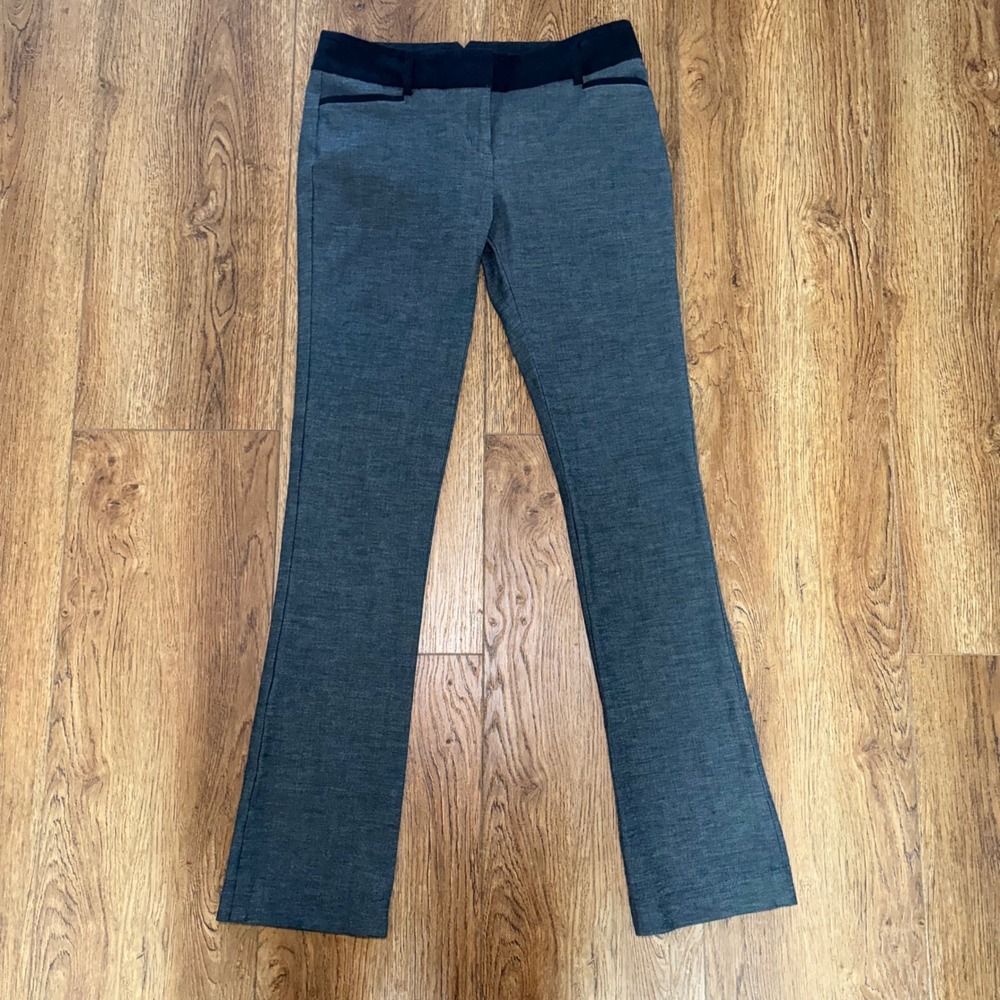Express Columnist Gray Stretch Dress Pants Black Trim Size 4R Corpcore Y2K work